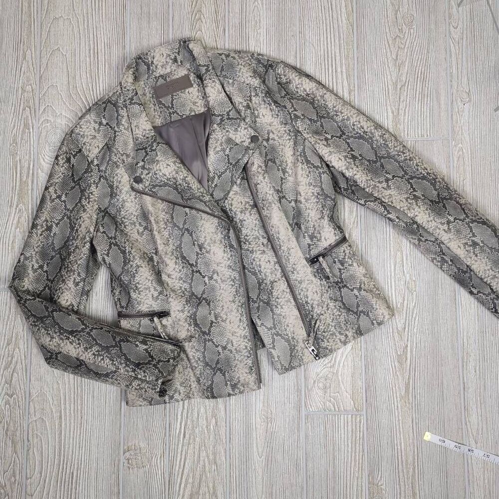 Blank NYC Womens Small Snake Print Moto Jacket Asymmetrical Front Zip Stretch